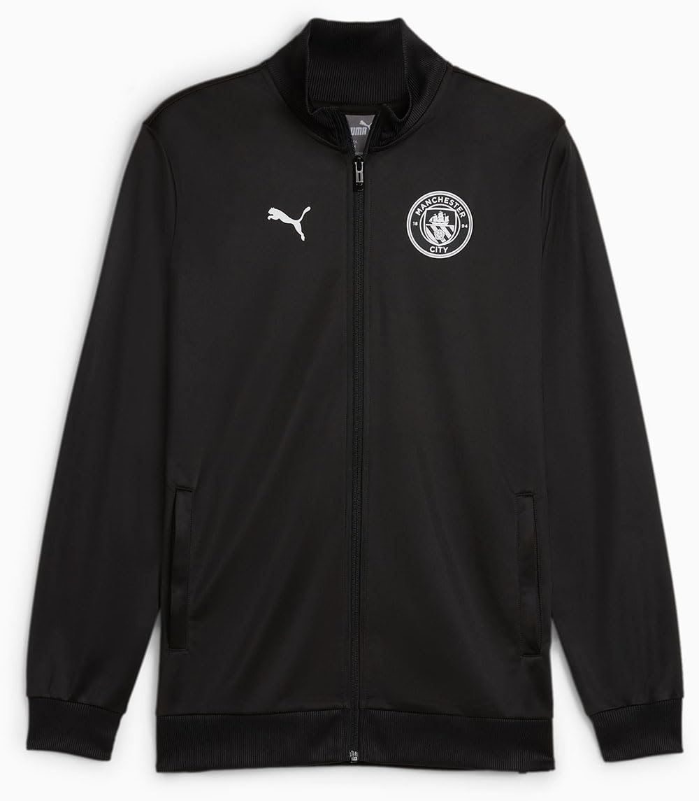 PUMA Men's Soccer Manchester City Year of The Dragon Jacket - Dragon Graphic, Comfort Fit, Made with Recycled Materia (US, Alpha, Small, Regular, Regular, Black)