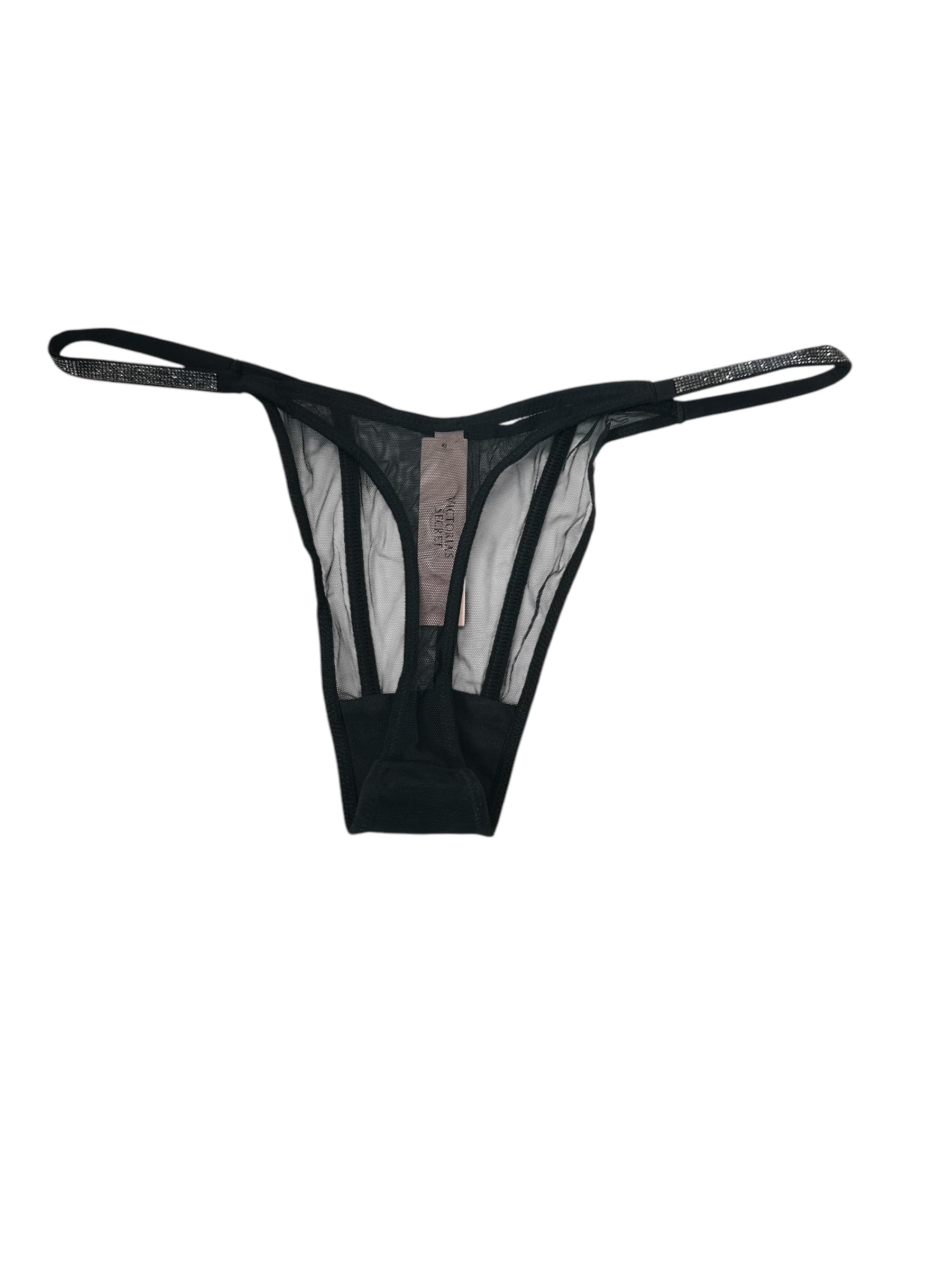 Victoria's Secret Sheer Shine Thong Panty Color Black New