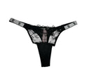 Victoria's Secret Very Sexy Lace Thong Panty Black Shine Strap New