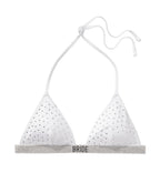 Victoria's Secret Women's Bride Shine Triangle Bikini Top, Swimwear for Women, White, L