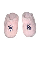 Victoria's Secret Luxe Plush Faux Fur Slip-On Slippers Pink New