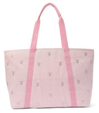 Victoria's Secret VS Logo Rhinestone Heritage Stripe Tote Bag Pink White Large Carryall New