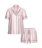 Victoria's Secret Satin Pajama Set, Short Sleeve Button Down & Shorts, Pajamas for Women, Angel Pink, M