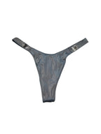 Victoria's Secret Very Sexy Thong Panty Gray Rhinestone Shine Strap Smooth Small New