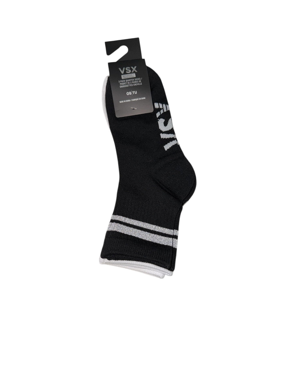 Victoria's Secret VSX Reflective Logo Crew Socks 2-Pack White & Black One Size New