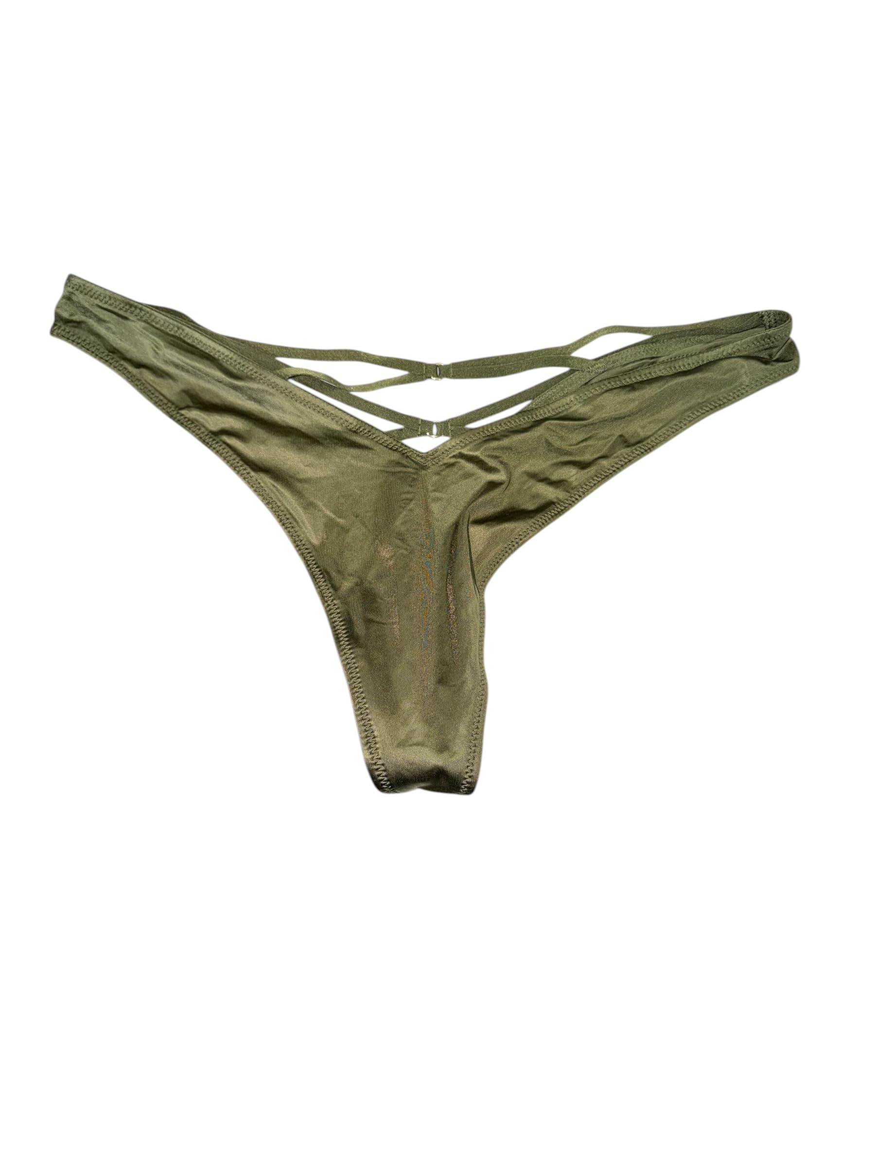 Victoria's Secret Strappy Back High Leg Thong Panty Moss Green New