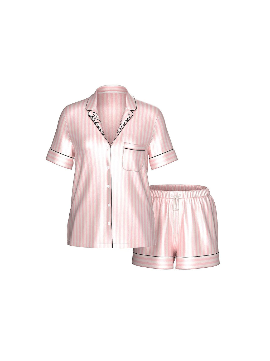 Victoria's Secret Satin Short Pajama Set, Sleepwear for Women, Stripe, XS