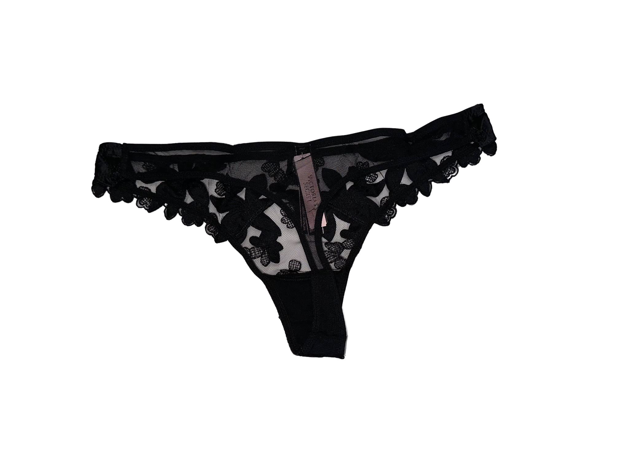 Victoria's Secret Floral Embroidered Thong Panty/Underwear Color Black Size Small New