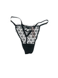 Victoria's Secret Very Sexy Geo Daisy Lace Adjustable V-String Panty Color Black New (US, Alpha, Large, Regular, Regular, Black)