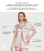 Victoria's Secret Satin Pajama Set, Short Sleeve Button Down Shirt & Shorts, Sleepwear for Women (XS-XXL)