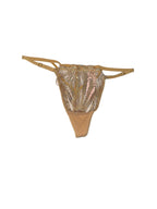 Victoria's Secret Very Sexy Showgirl Embroidered V-String Gold New