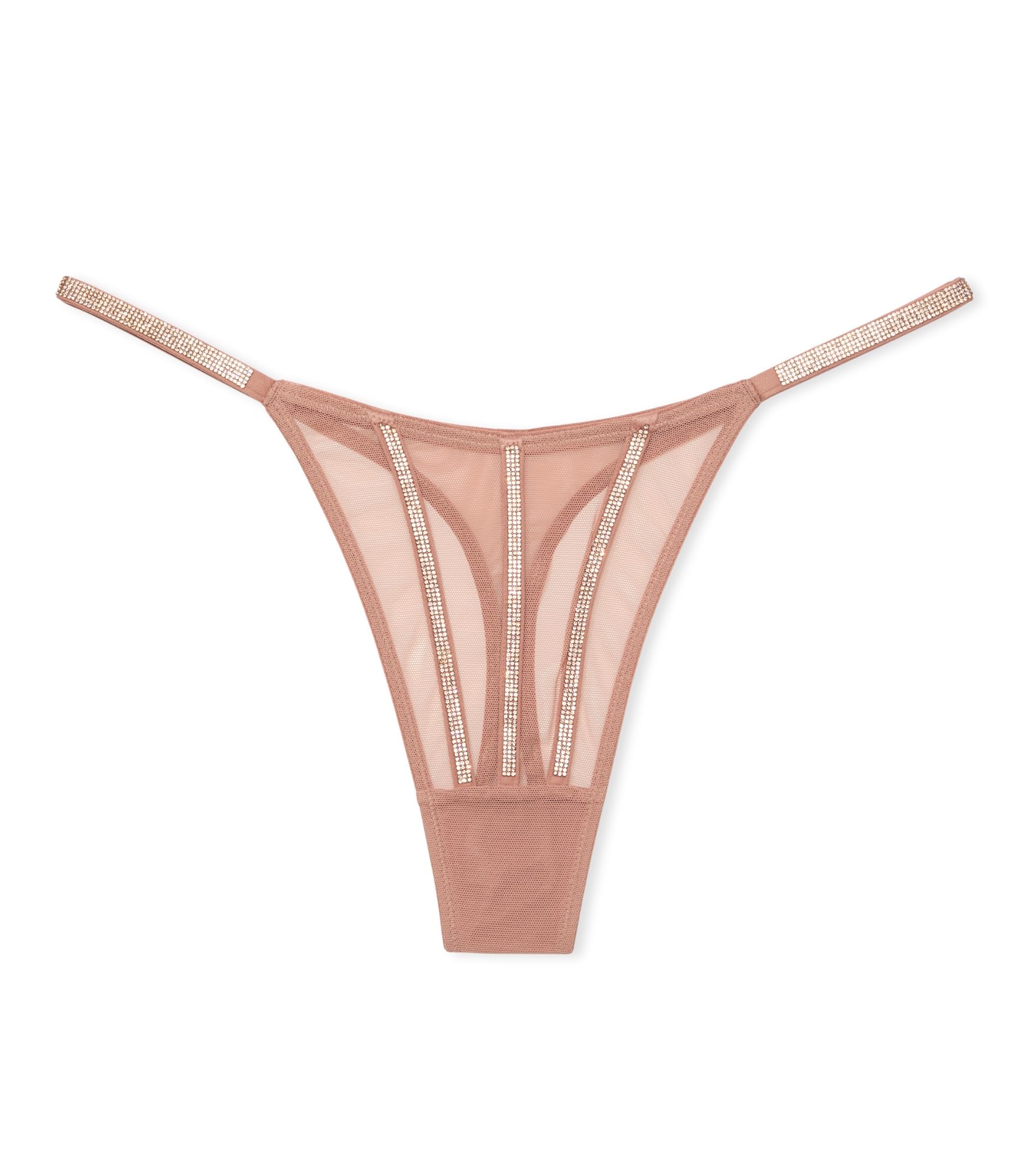 Victoria's Secret Fashion Show '24 Women's Sheer Shine Thong Panty, Almond Beige, Small