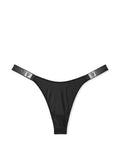 Victoria's Secret Scattered Shine Strap Smooth Thong Panty Medium Black