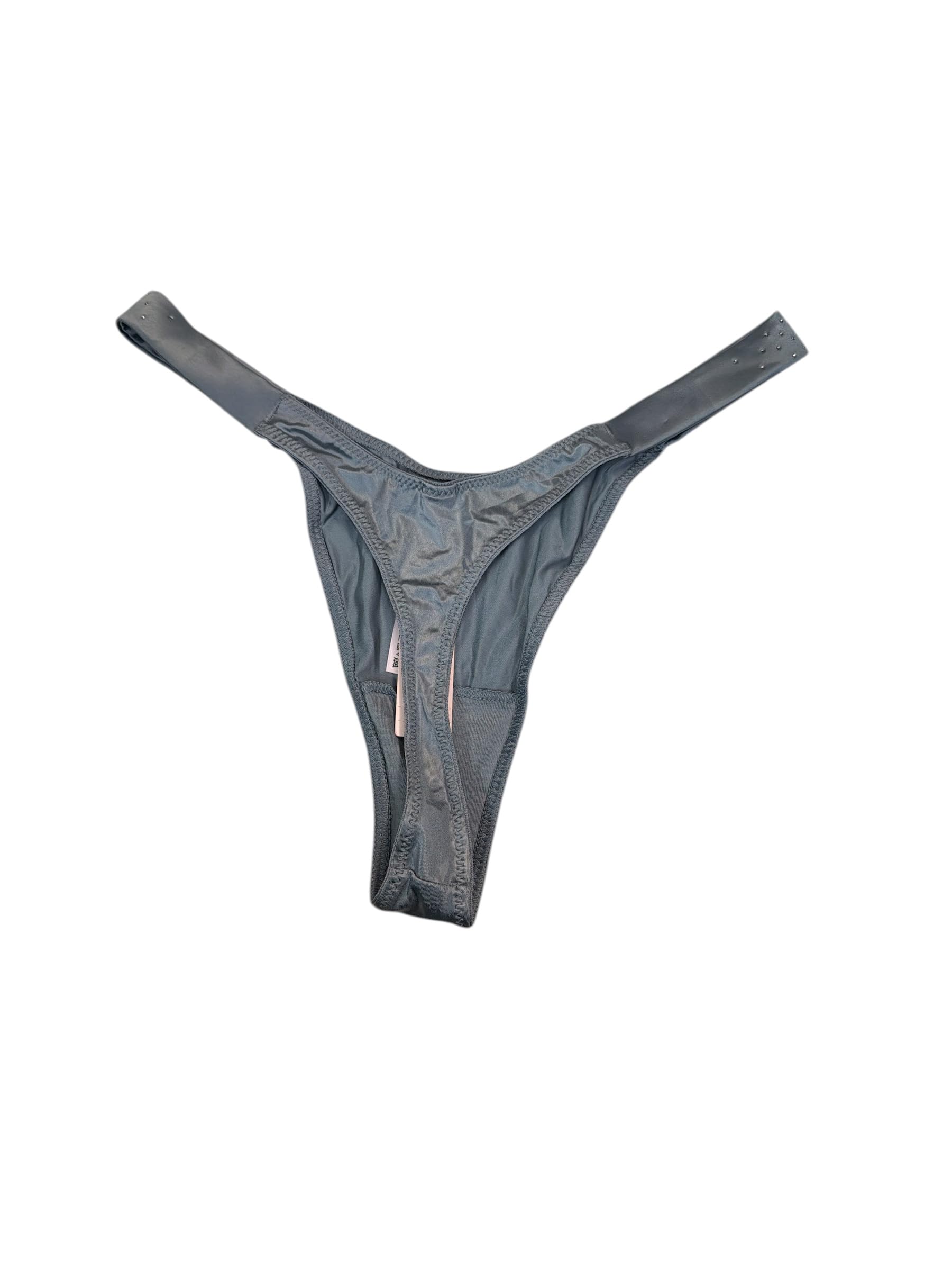 Victoria's Secret Very Sexy Thong Panty Gray Rhinestone Shine Strap Smooth Small New