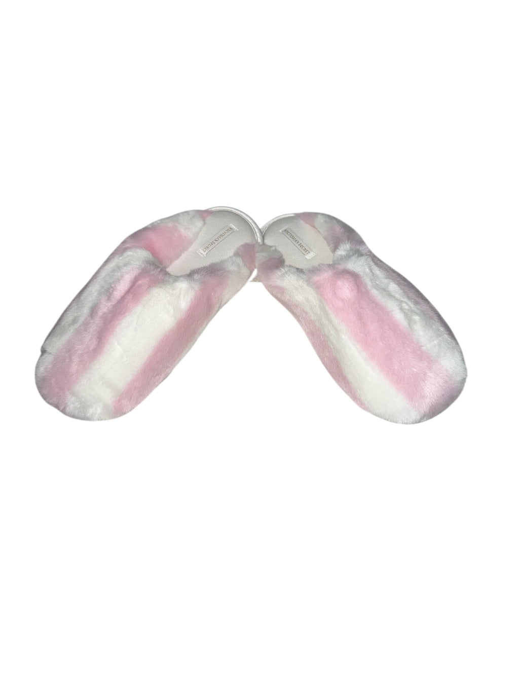 Victoria's Secret Luxe Plush Faux Fur Closed Toe Slippers White Pink New