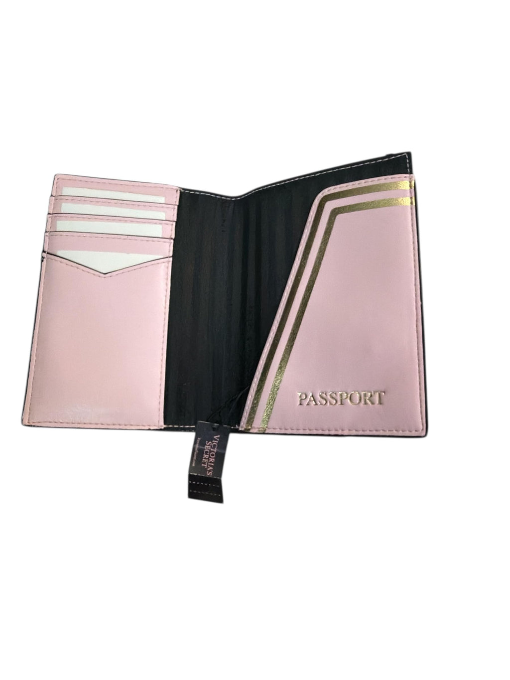 Victoria's Secret Passport Holder Wallet Pink Stripe Faux Leather New