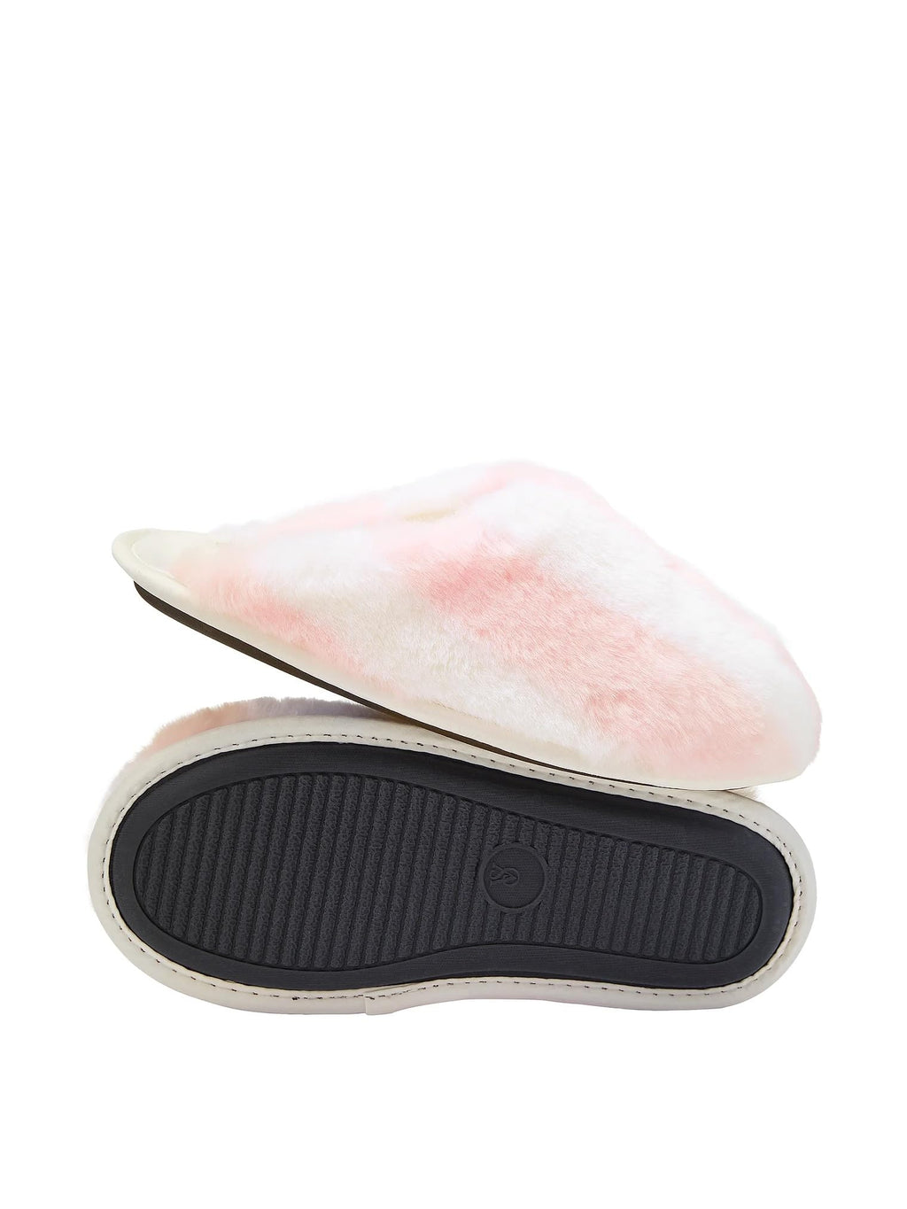 Victoria's Secret Luxe Plush Faux Fur Closed Toe Slippers White Pink New