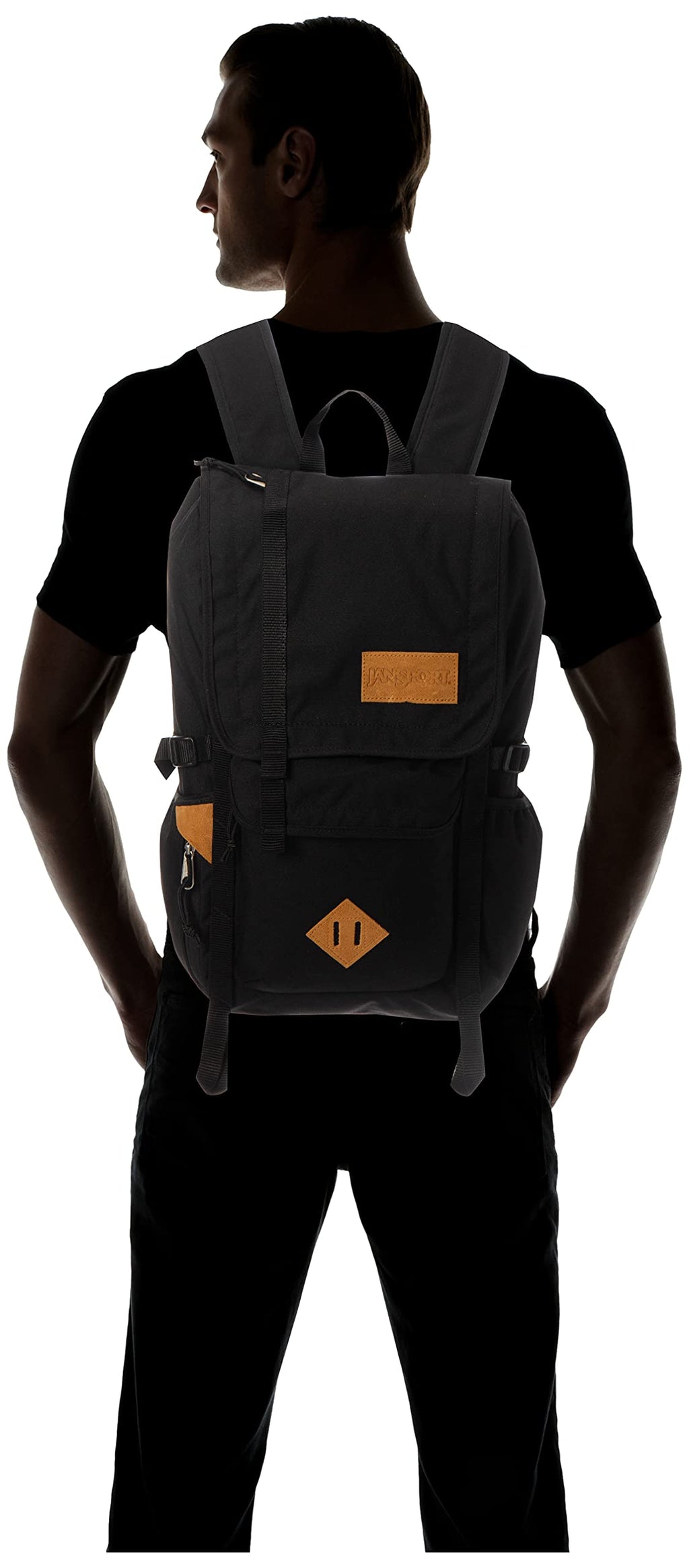 JanSport Hatchet Backpack – 15-inch Padded Laptop Compartment, Dual Water Bottle Pockets, Side Compression Straps, Black