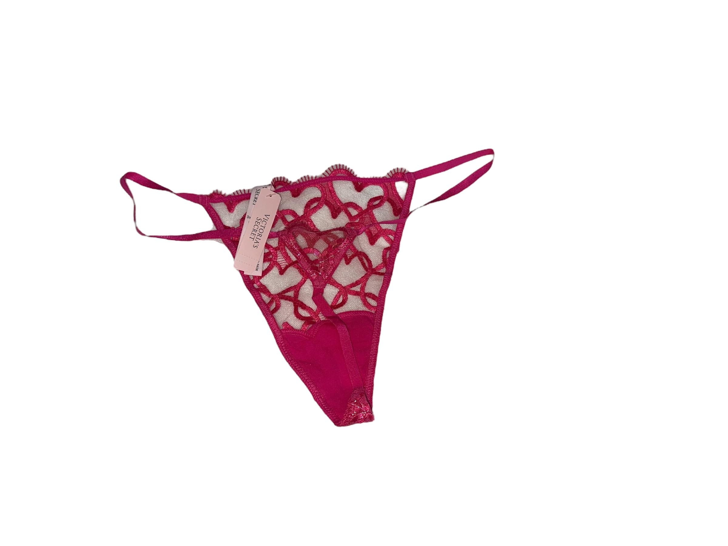 Victoria's Secret Dream Angels Heart Embroidery V-String Panty Pink New