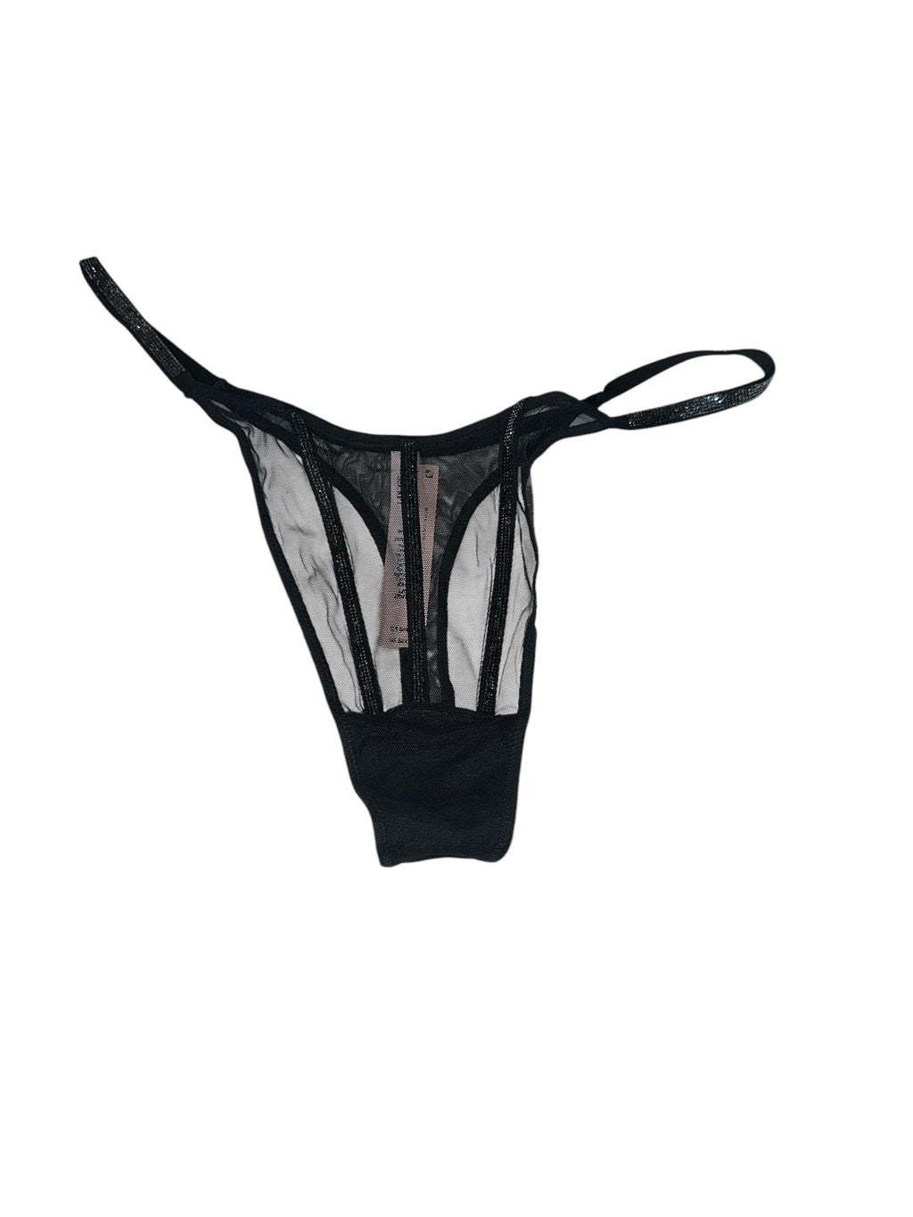 Victoria's Secret Sheer Shine Thong Panty Color Black New