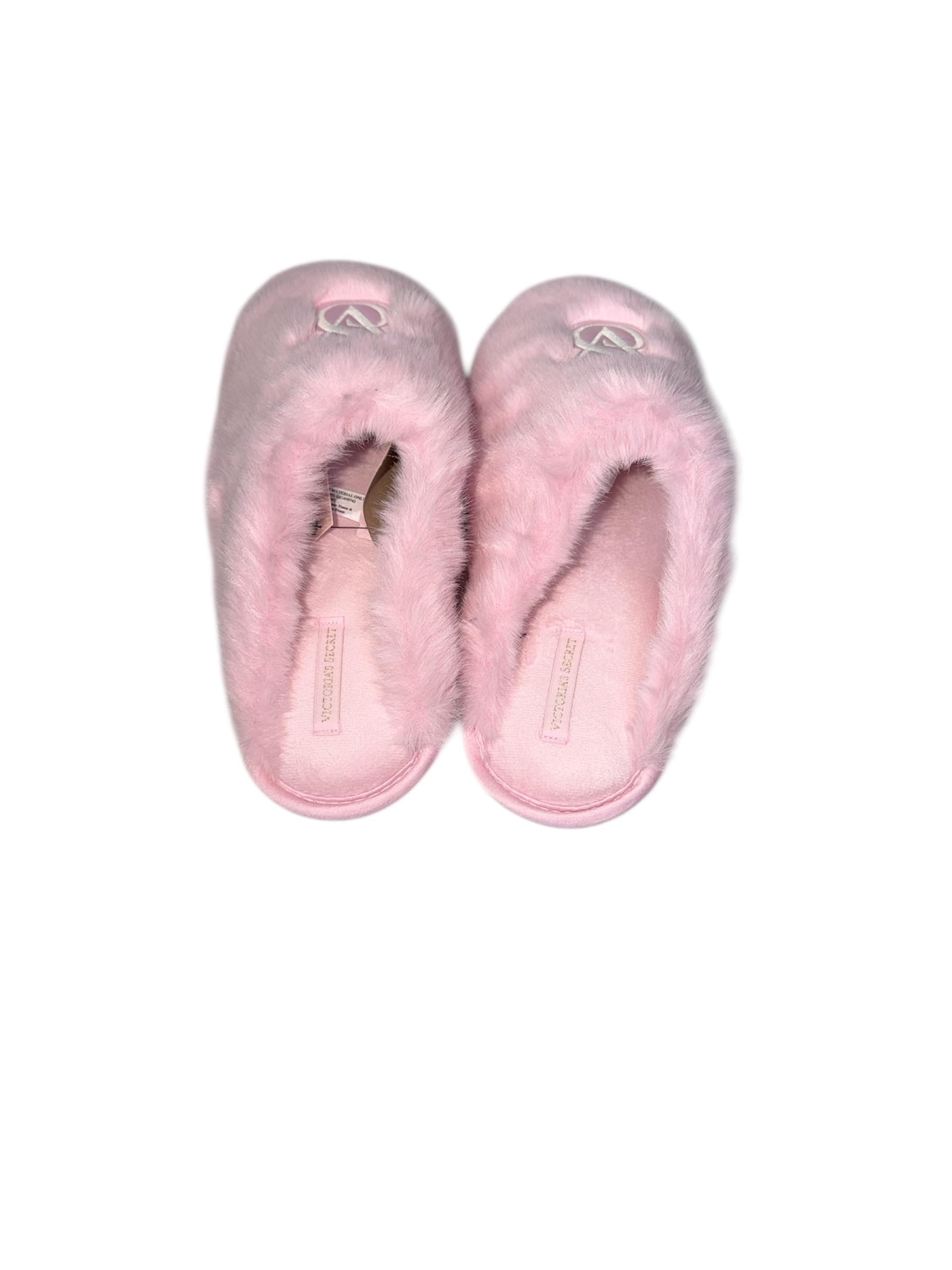 Victoria's Secret Luxe Plush Faux Fur Closed Toe Slippers Pink Soft Cozy House Shoes New