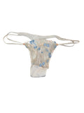 Victoria's Secret Embroidered Floral Thong Panty Sheer Lace White Blue Women’s Medium Lightweight