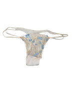 Victoria's Secret Embroidered Floral Thong Panty Sheer Lace White Blue Women’s Medium Lightweight