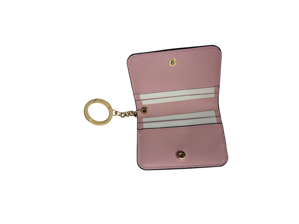Victoria's Secret Pink Stripe Foldover Card Wallet Keychain – ID Holder Compact Mini Wallet New