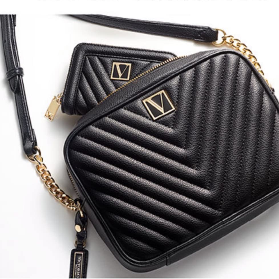 Victoria's Secret The Victoria Top Zip Crossbody Bag Black
