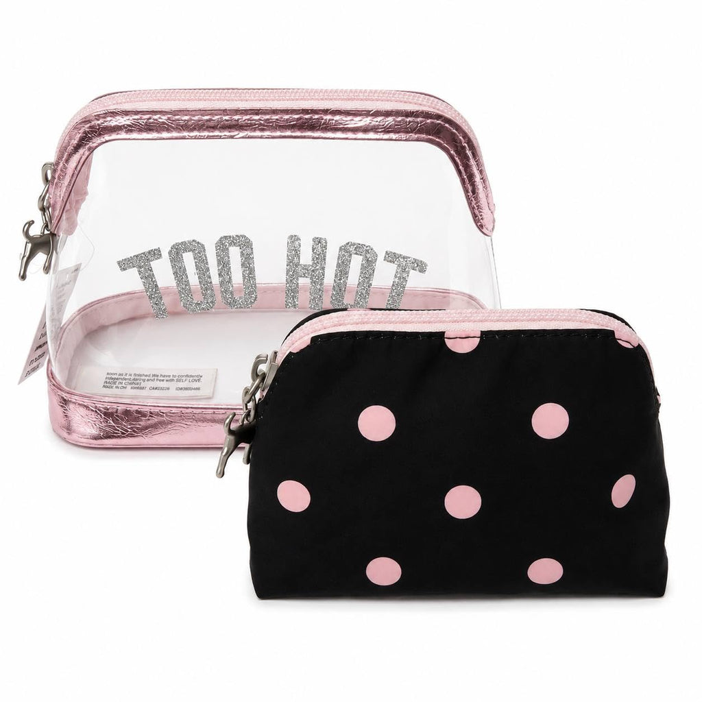 Victoria’s Secret PINK Makeup Bag Duo Black Dot