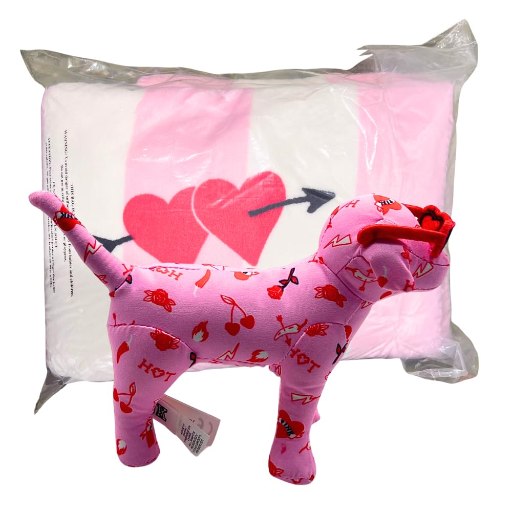 Victoria's Secret 2025 Valentine’s Collection Dog Mini Plush & Sherpa Throw Blanket (Blanket & Dog Plush)