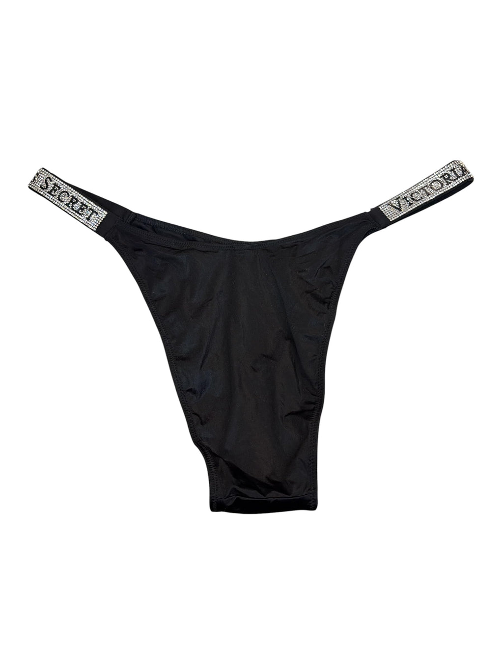 Victoria's Secret Very Sexy High Leg Rhinestone Brazilian Panty Black Large New