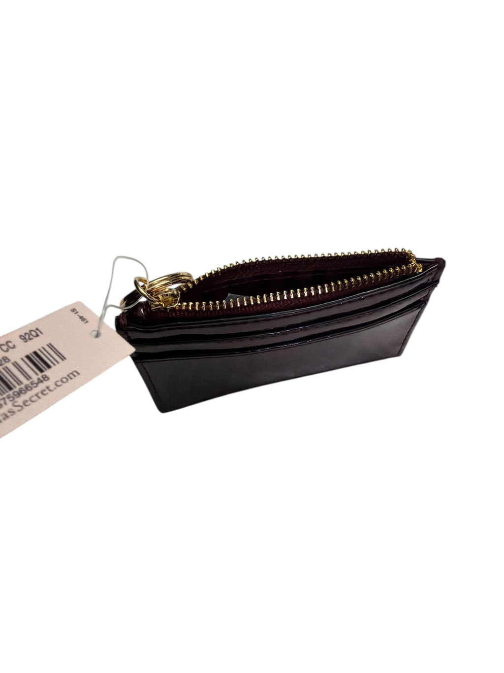 Victoria's Secret Card Case Keychain Burgundy Wallet Zipper Coin Pouch New
