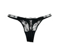 Victoria's Secret Very Sexy Lace Thong Panty Black Shine Strap New