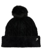Victoria's Secret Pink Fuzzy Feels Pom Beanie Hat Black One Size New