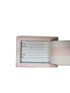 Victoria’s Secret Pink & White Striped Luggage Tag ID Holder Travel Strap Gold-Tone Hardware New