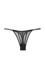 Victoria's Secret Sheer Shine Thong Panty Color Black New (US, Alpha, Small, Regular, Regular, Black Shine)
