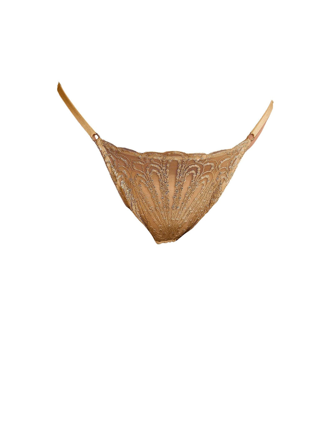 Victoria's Secret Very Sexy Showgirl Embroidered V-String Gold New
