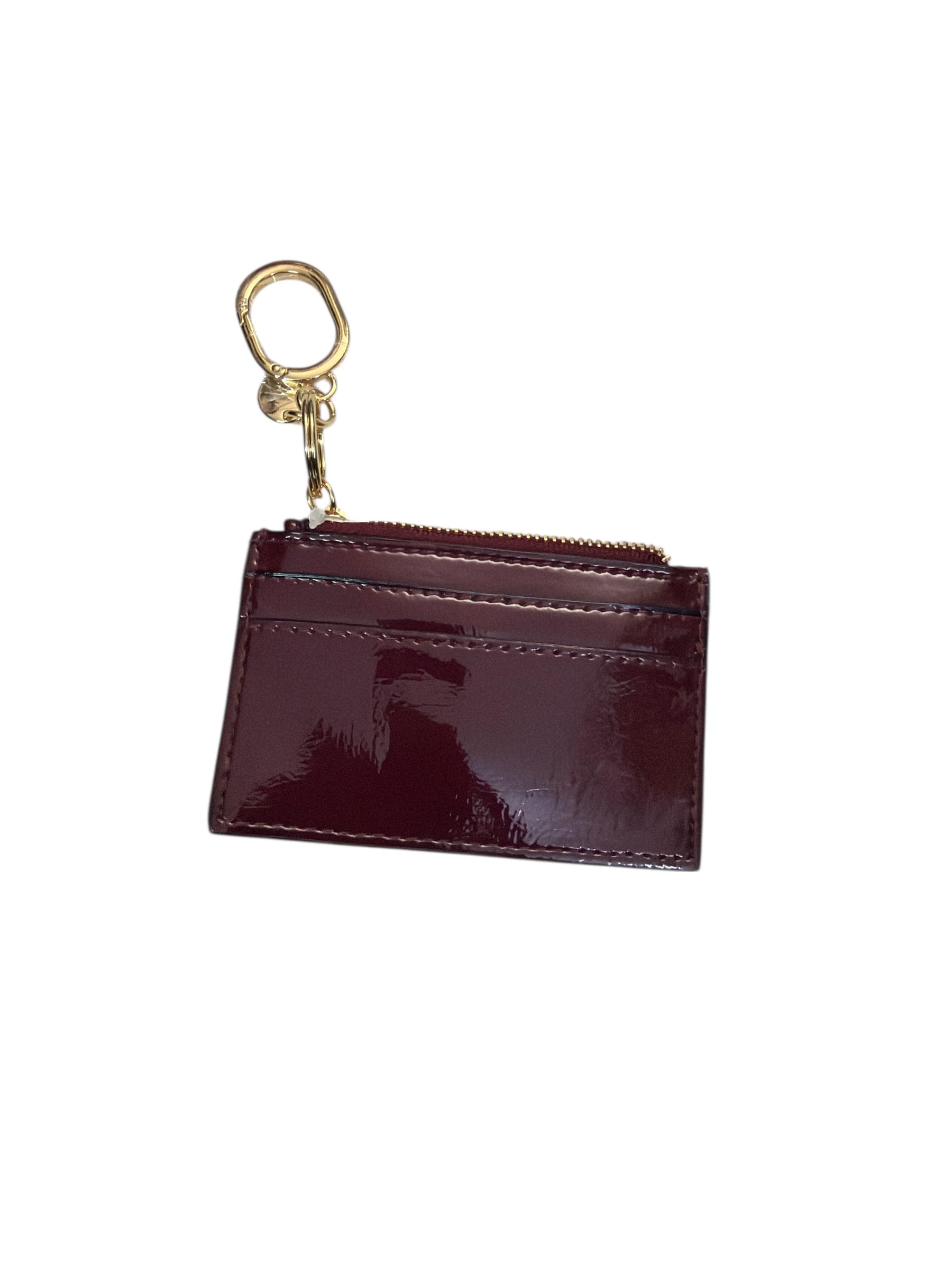 Victoria's Secret Card Case Keychain Burgundy Wallet Zipper Coin Pouch New