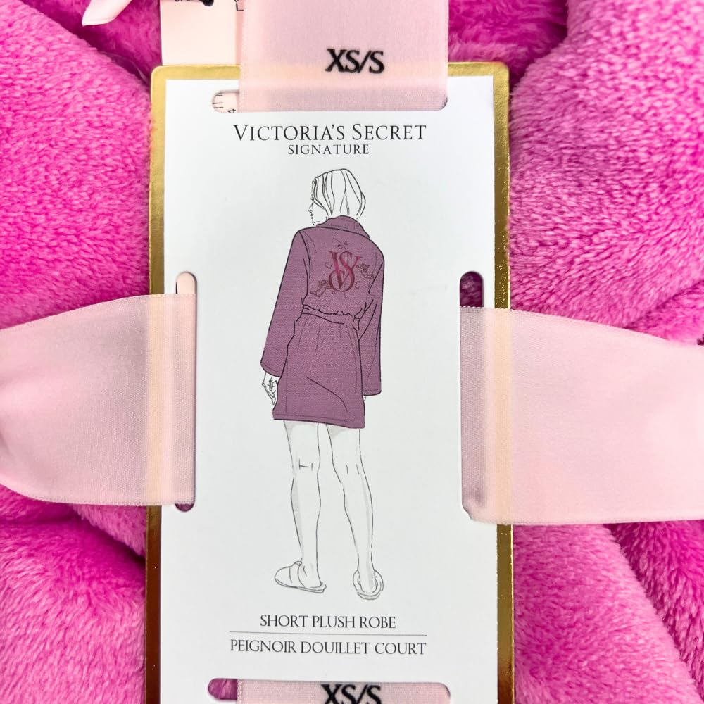 Victoria's Secret Short Cozy Robe, Robes for Women, PINK NEW PEONY (XS/S)