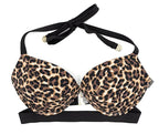 Victoria's Secret Swim Push Up Banded Bikini Top Bathing Suit Animal Print 32B