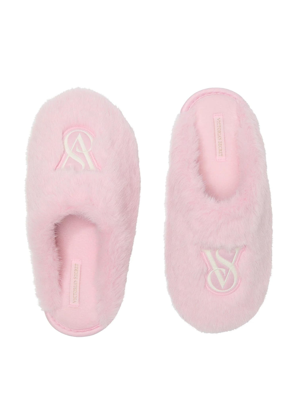 Victoria's Secret Luxe Plush Faux Fur Closed Toe Slippers Pink Soft Cozy House Shoes New