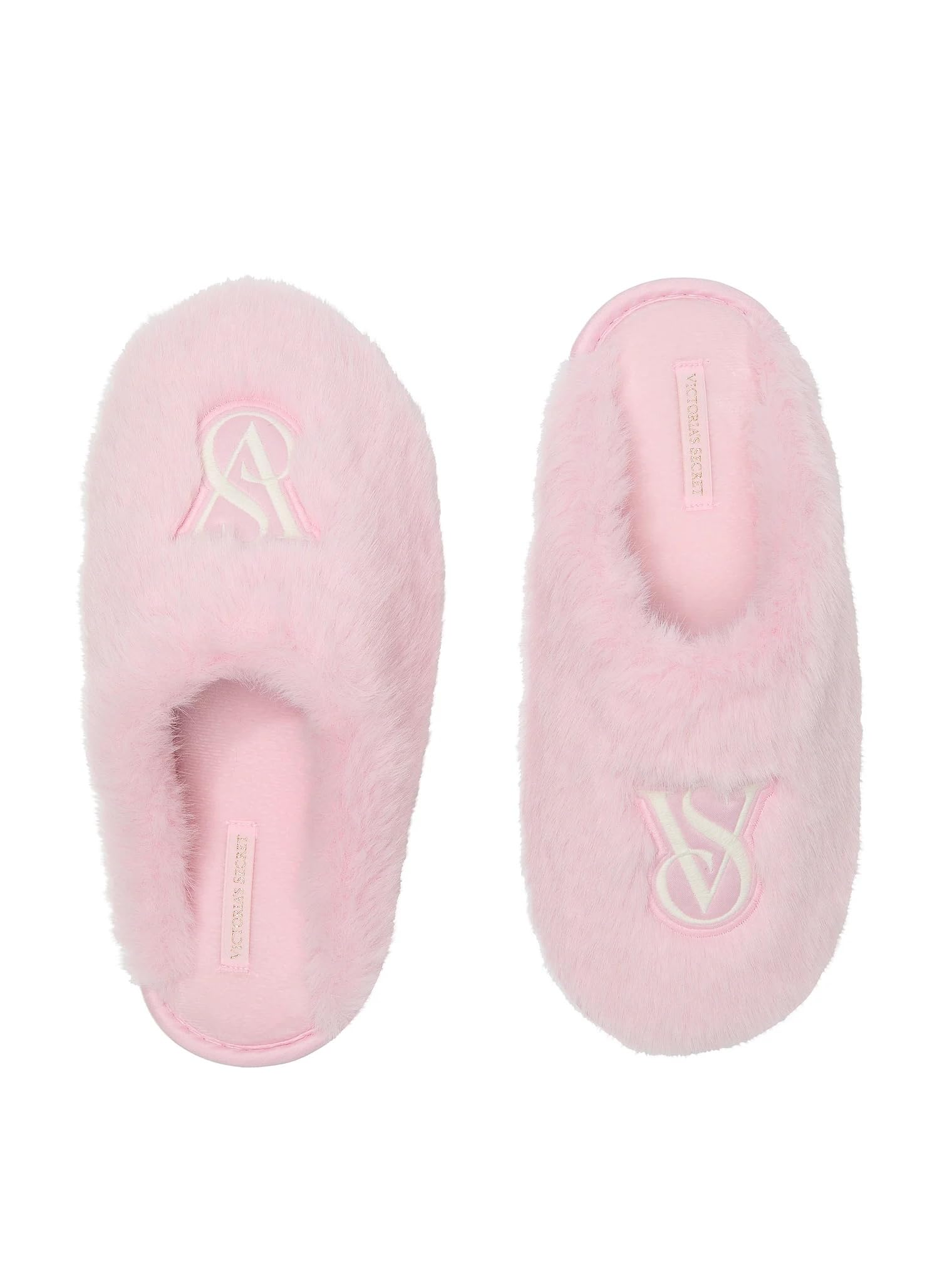 Victoria's Secret Luxe Plush Faux Fur Closed Toe Slippers Pink Soft Cozy House Shoes New