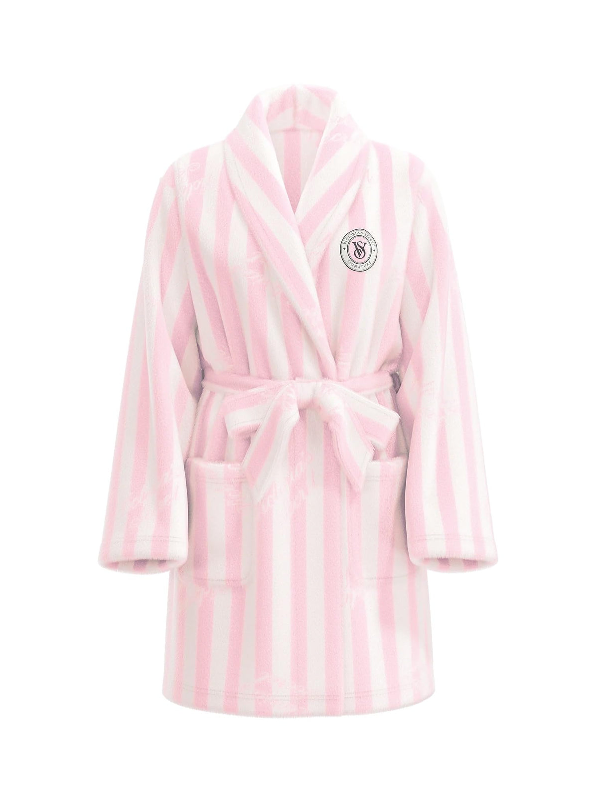 Victoria's Secret Short Cozy Robe Color Pink Stripes Size XS/Small New