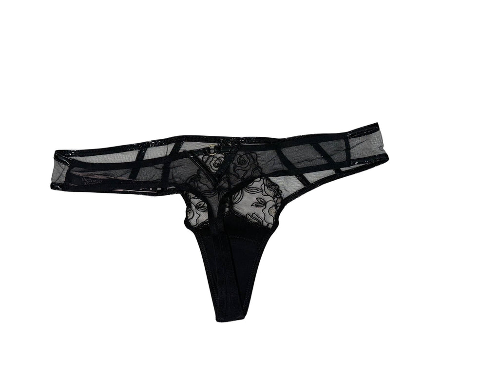 Victoria's Secret Midnight Affair Thong Panty Color Black New (US, Alpha, Medium, Regular, Regular, Black)