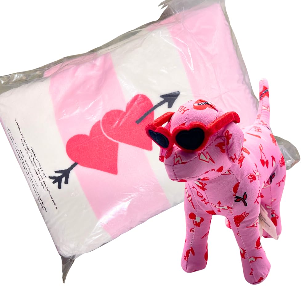 Victoria's Secret 2025 Valentine’s Collection Dog Mini Plush & Sherpa Throw Blanket (Blanket & Dog Plush)