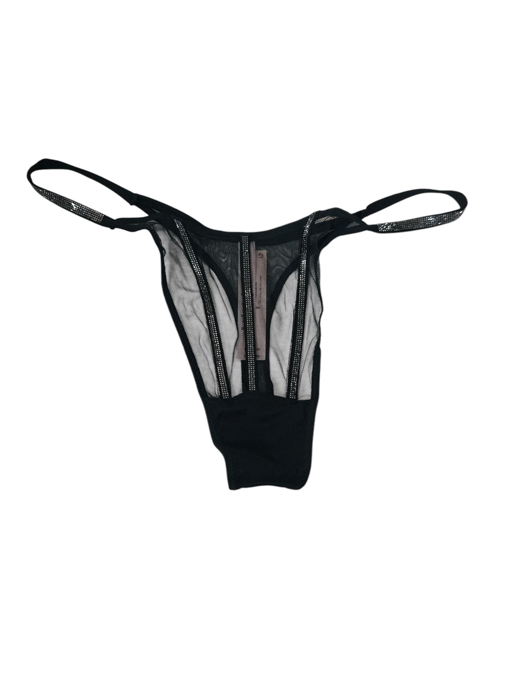 Victoria's Secret Sheer Shine Thong Panty Color Black New