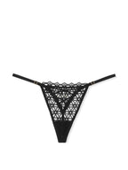 Victoria's Secret Very Sexy Geo Daisy Lace V-String Panty Black New