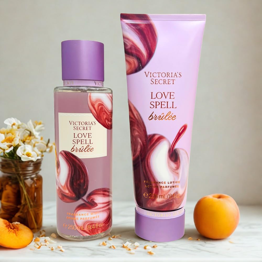 Victoria's Secret LOVE SPELL BRULEE Fragrance Mist & Lotion 2-piece Set - LIMITED Edition 2025 Fruity Gourmand Scent