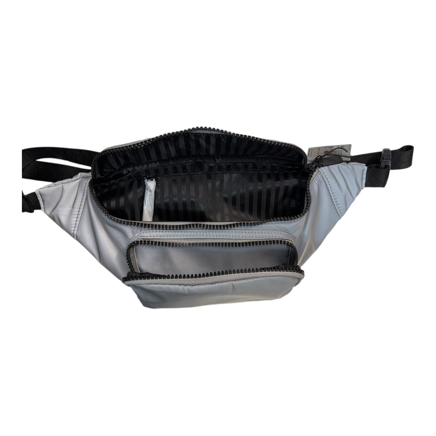 Victoria’s Secret VSX Reflective Belt Bag Fanny Pack Crossbody Silver Gray Adjustable Strap Zip Running Travel New